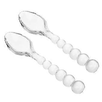 2 piezas de cucharadita de vidrio creativa, cucharas únicas para postres, sopas, cucharas de vidrio para fiestas de té, reuniones familiares y bodas