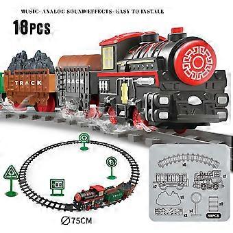 Track model toy car, retro electric music, small train, children's toy