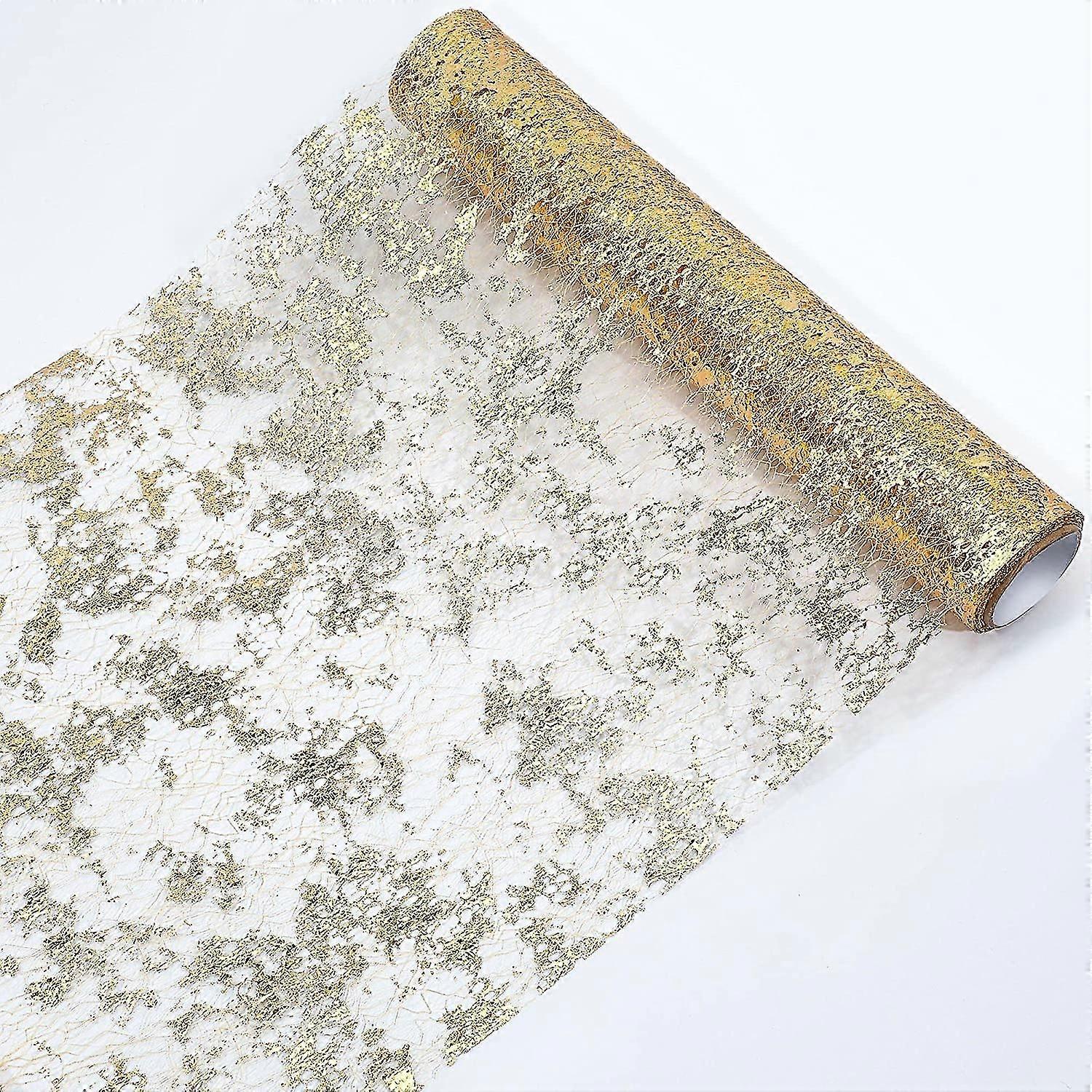 Sparkling Metallic Gold Polyester Table Runner - 29cm x 5m - Thin Table Decoration