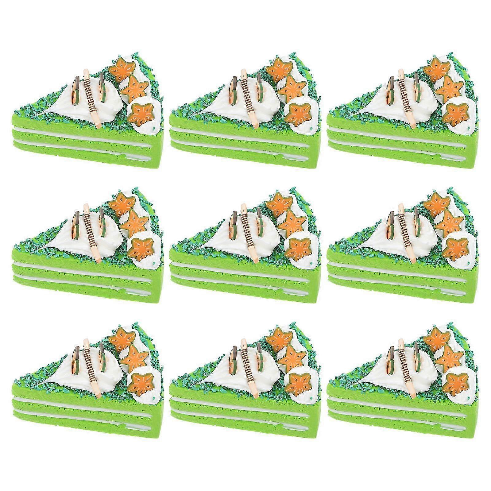 Artificial Cake Slices | Green PU Material | Realistic Display Models | 36Pcs