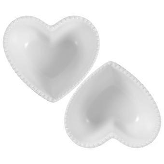 2pcs Heart Shaped Cake Bowl Ceramic Heart Pudding Bowl Cereal Bowl Baking Soup Bowl for Fruit Salad Soup Cereal Snacks Dessert Pudding Cake Food
