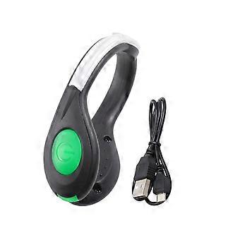 2Pcs USB Rechargeable LED Safety Strobe Lights with Clip for Running Cycling Walking Green