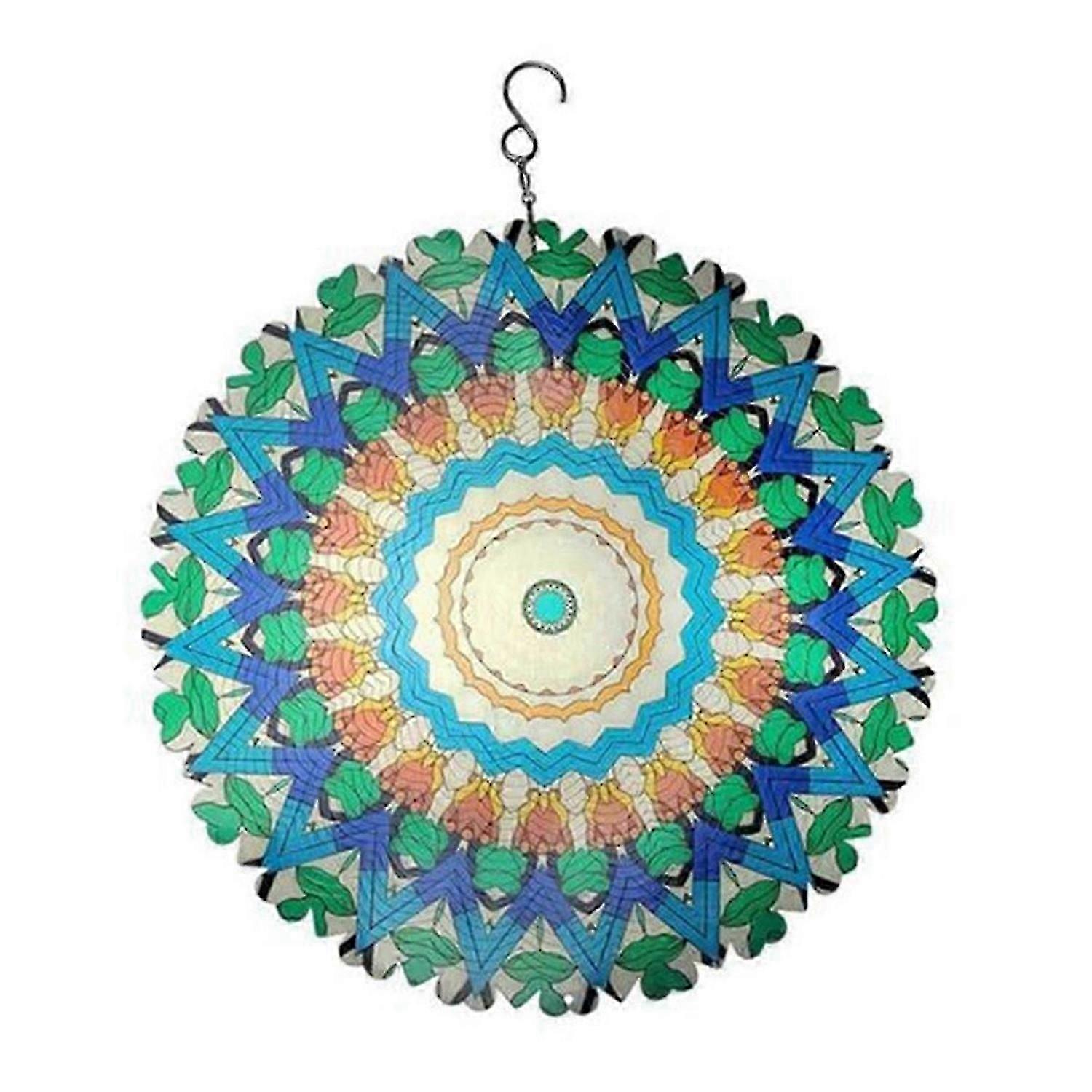 3D colorful iron wind chime, mandala pattern 3D rotating, A