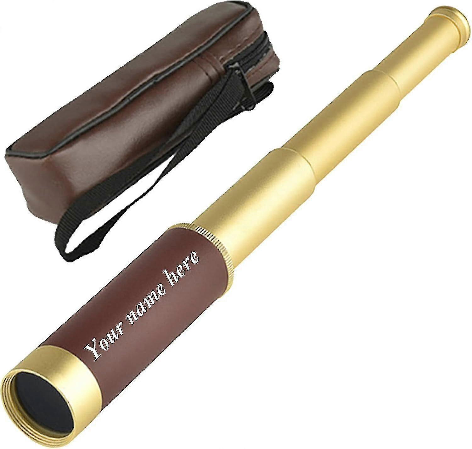 Retro Pirate Telescope, Engraving Name Zoomable Portable Pirate Spyglass, Handheld Collapsible Brass Telescope Fo Hunting Hiking