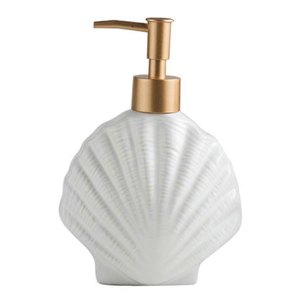 Simple Style Shell-shape Ceramic Pump Bottle Ceramic Soap Dispenser Bottle White
