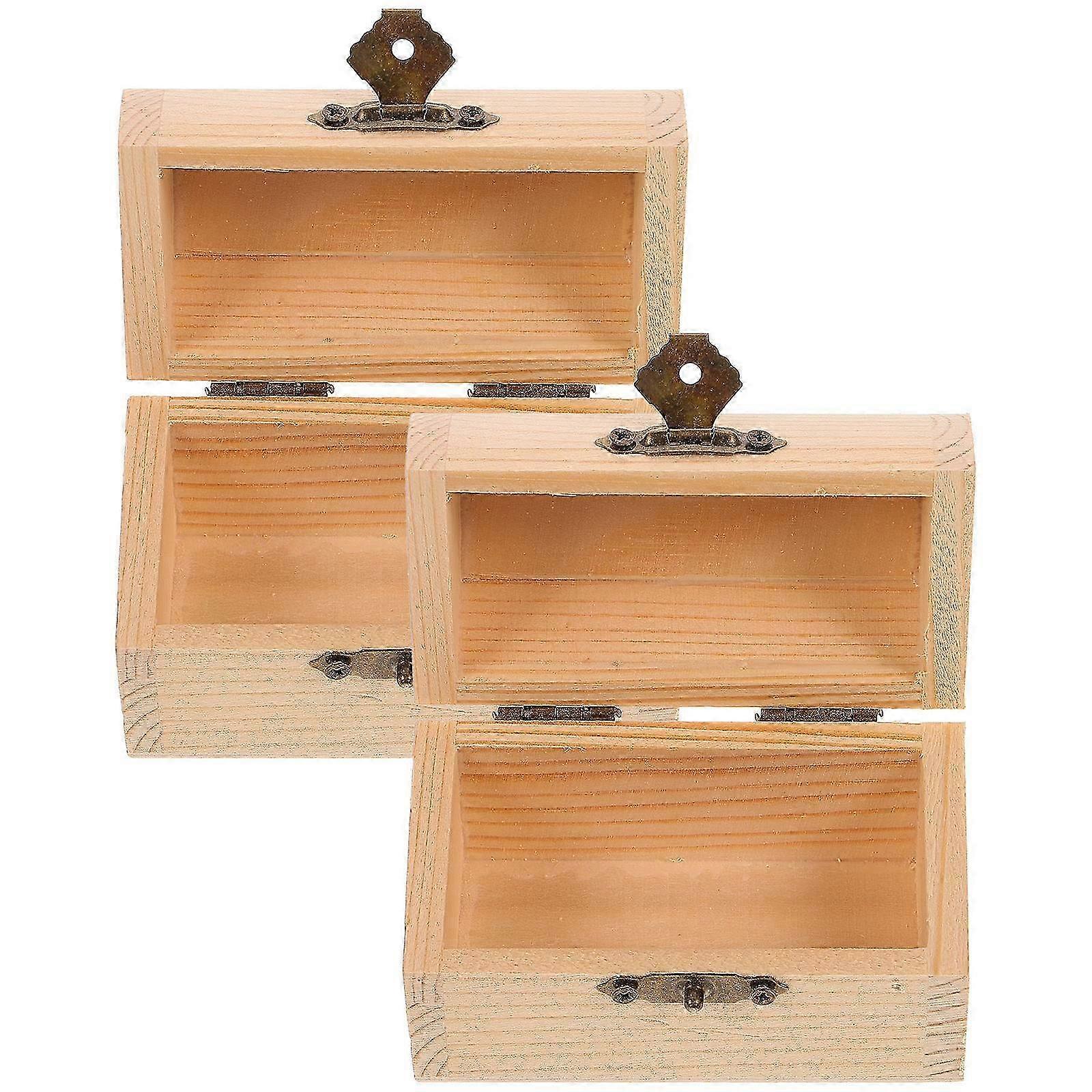 2Pcs Solid Wooden Arc Design Storage Boxes Gift Boxes Treasure Boxes (Small)