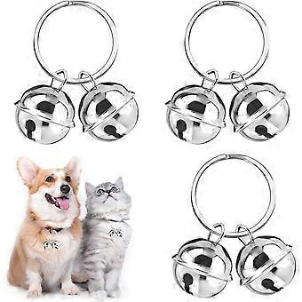 3 PCS Pets Pendant Bell Key Rings Loud Dog Cat Collar Bells Silver Falconry Bells Cat Collar Pets Collar Charm Pendant Bells Metal Pet Bells for Colla