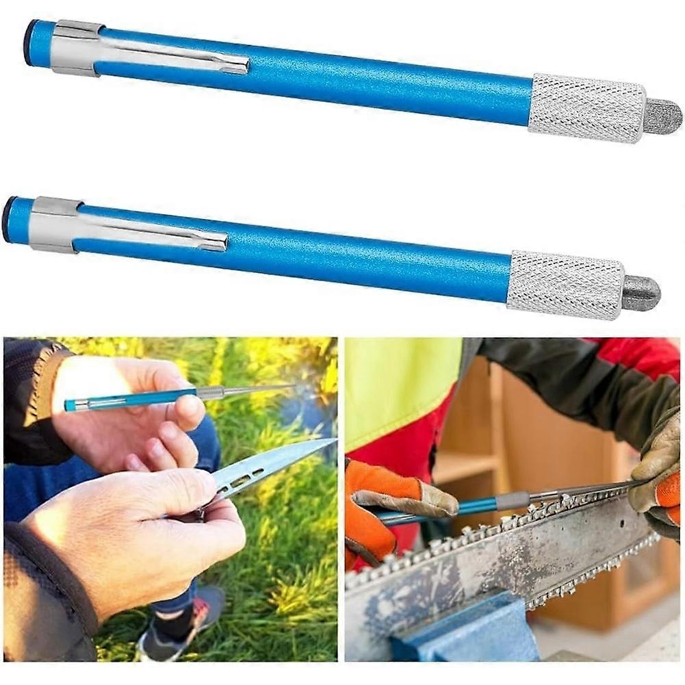 2Pcs Serrated Knife Sharpener, Retractable Diamond Sharpening Rod Multifunctional Knife Sharpening Tool
