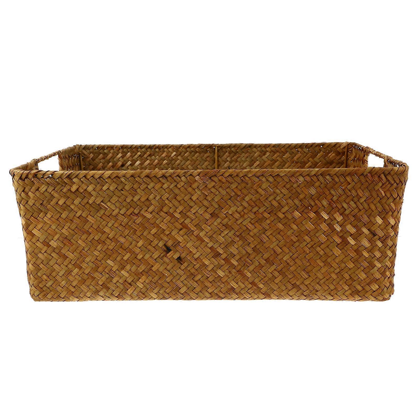 1Pc Woven Seaweed Basket Durable Rectangular Storage Box for Home Organization