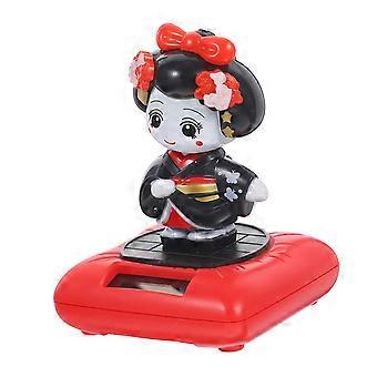 Solar Powered Japanese Kimono Bobblehead Doll for Car Dashboard and Cute Desk Decor
