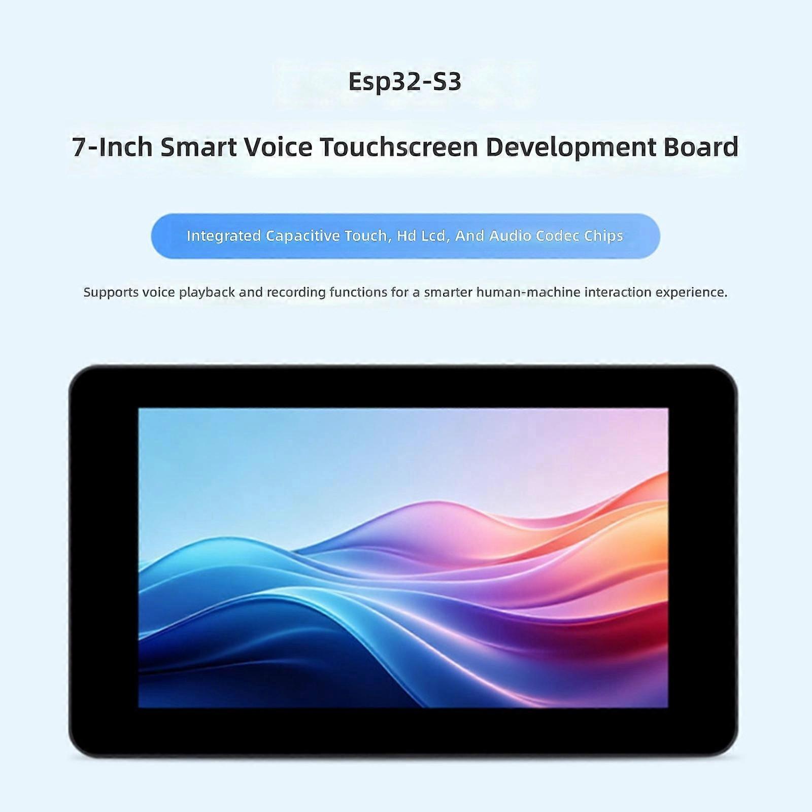 7Inch Capacitive Touch Display Development Board with Wireless, LVGL Support and Mounting Case for Control Panel Use Multicolor