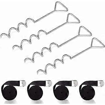 Trampolin Bodenanker mit Gurten - Stahlschlaufen, Spiral Stahltrampolin