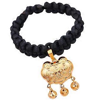 Gold Lock Pet Collar with Bell for Cat and Dog Use Black Color