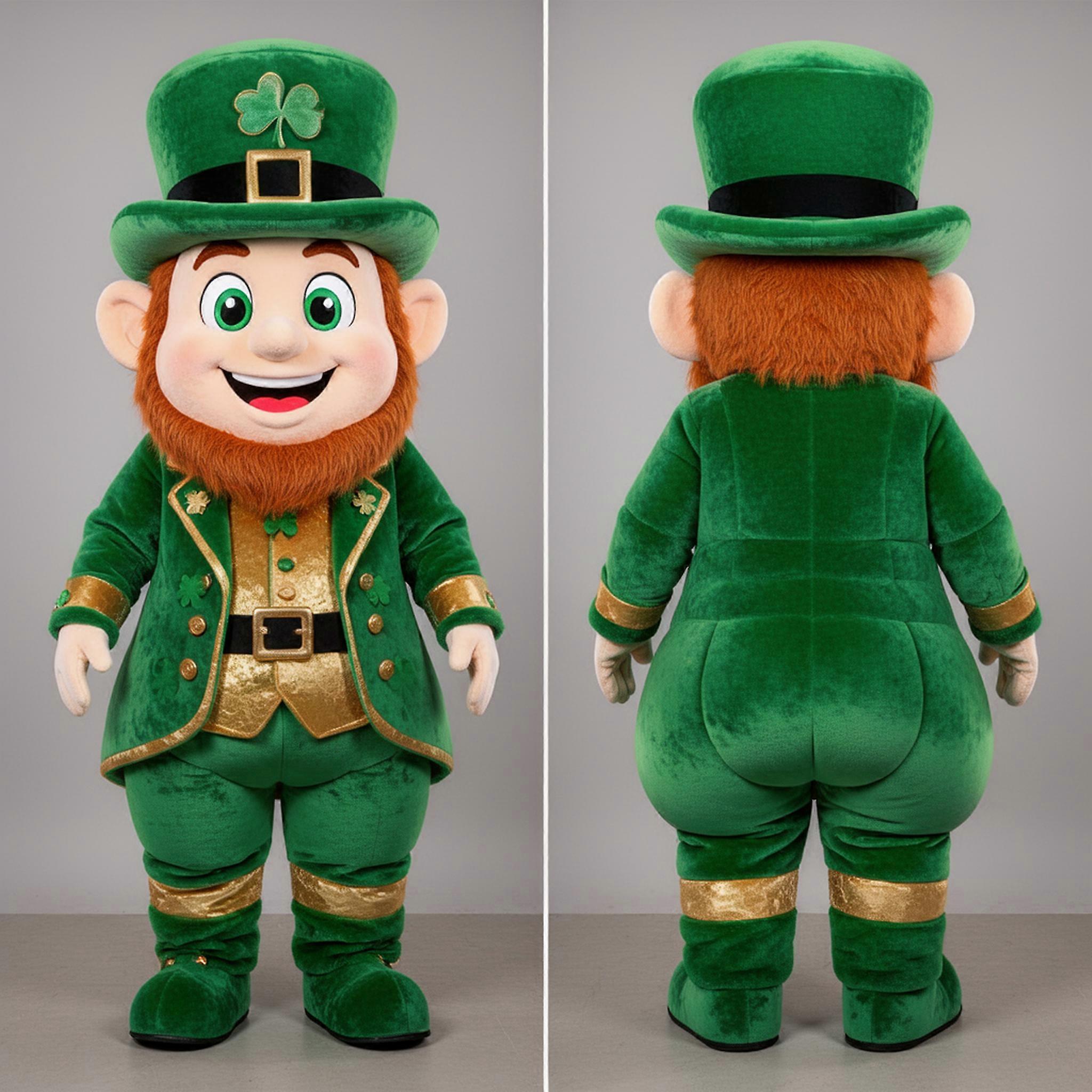 MASTICOT Emerald Green Playful Leprechaun Mascot