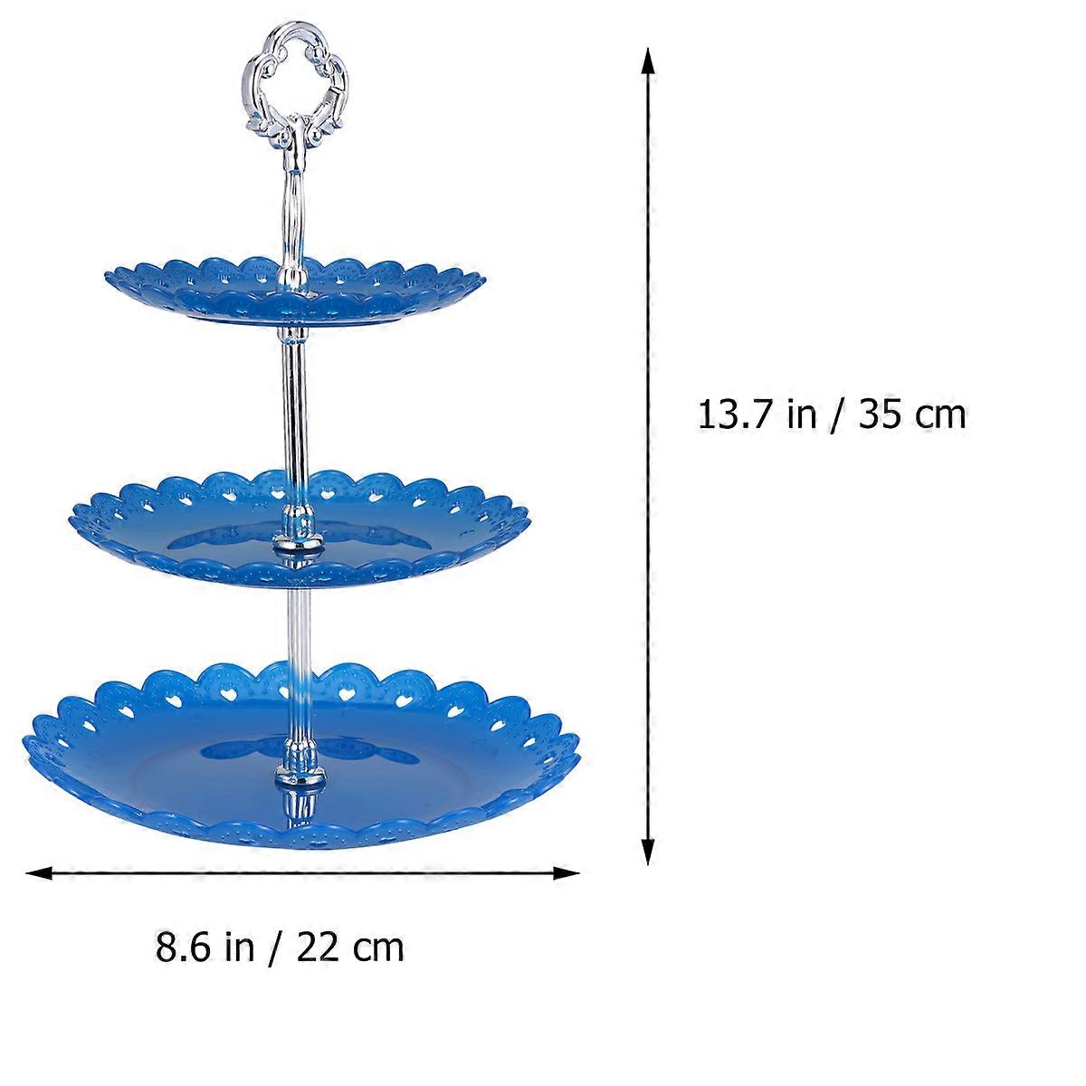 Egg Cake Rack Three-Tier Dessert Rack for Cake Serving Blue