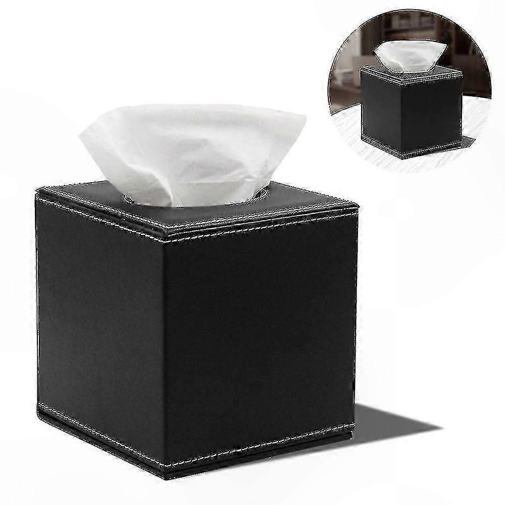 Black Leather Tissue Box Cover