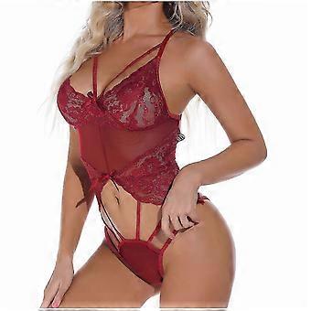 Women Sexy Lingerie Bodysuit Suit with Lace Embroidery, Elegant Fashion Underwear