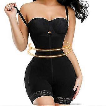 Women Tummy Control Slimming Body Shaper Seamless Butt Lifter Bodysuit Underwear Zipper Open Bust Waist Corset Lace Trim Shapewear Black XL,T