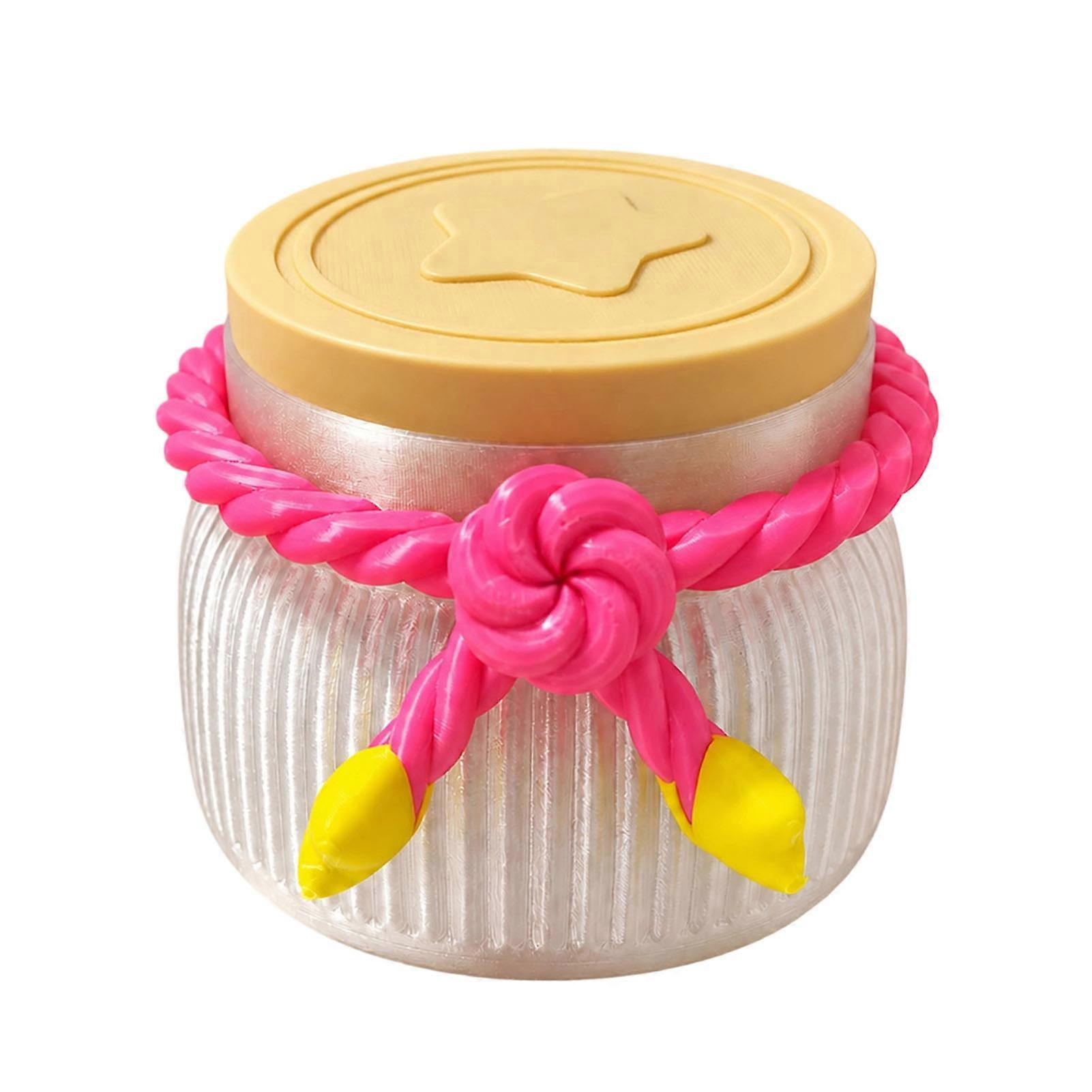 3D Printed Storage Jar - Ribbed Container with Embossed Star Lid
