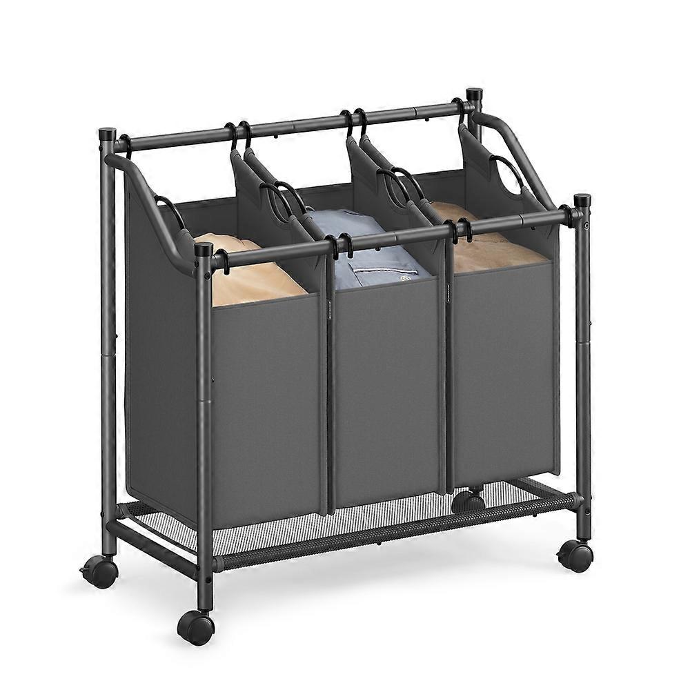 3 x 9.2 Gallons Rolling Laundry Basket with 3 Removable B