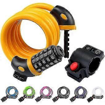 Cabo de bloqueio de bicicleta, 4 pés de alta segurança 5 dígitos combinação de resettable coiling bloqueio do cabo de bicicleta, bloqueio do cabo de bicicleta para bicicleta ao ar livre (cor:laranja)