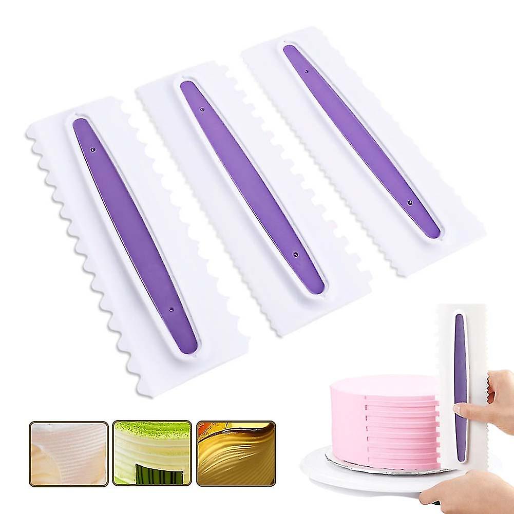 3 Pcs Large Paddle Cream Scraper Cream Comb Flowers Cake Decor Scraper Baking Tool
