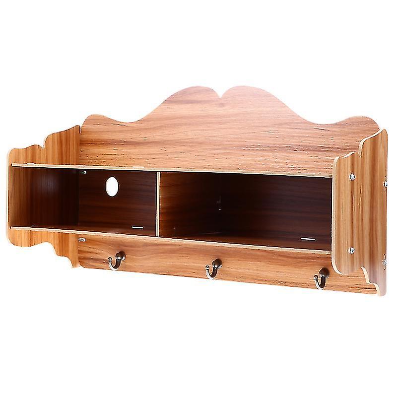 41X23x15cm Walnut Utility Hooks 1pc Wooden Shelf Creative Wall Decoration Storage Organizer With Hoo