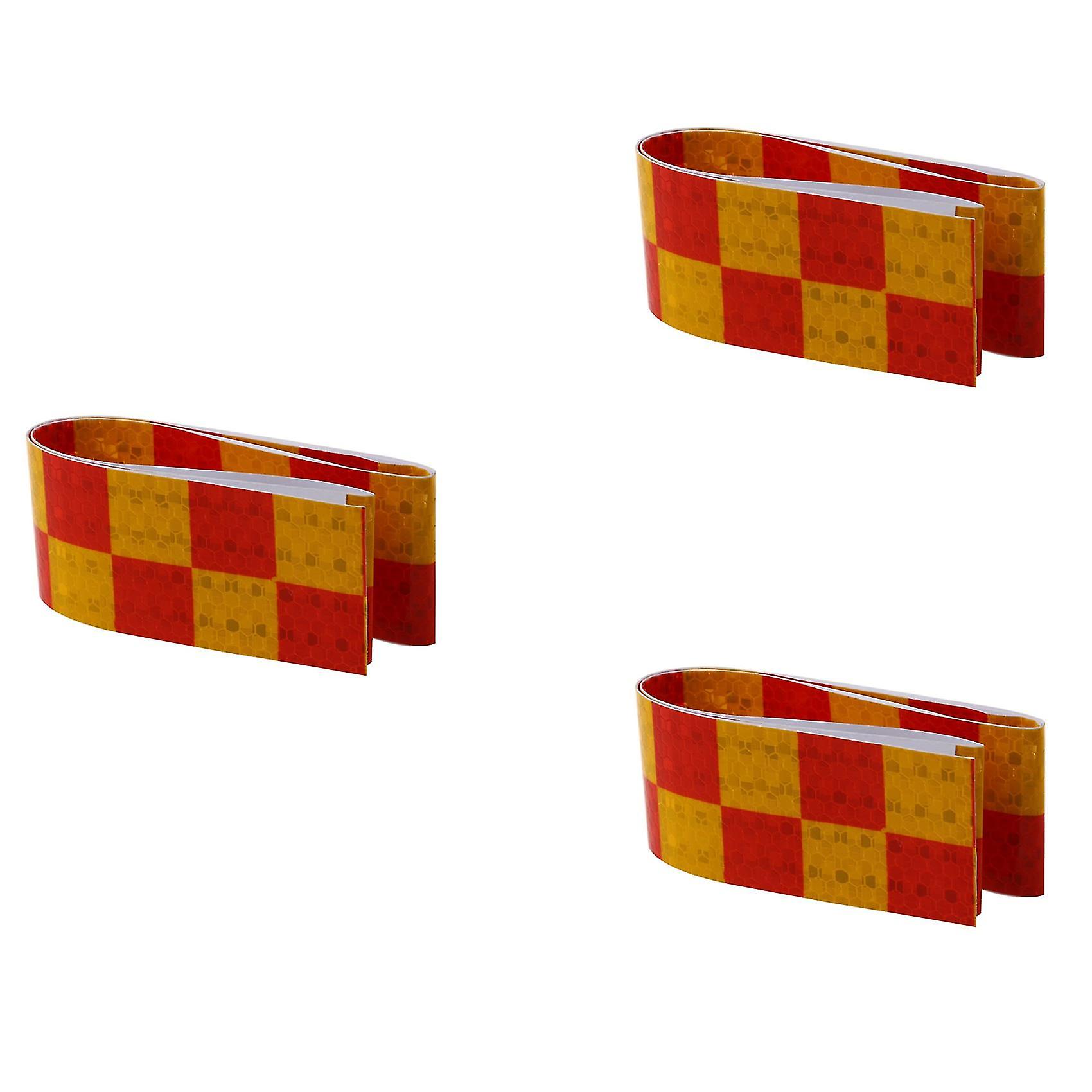 3pcs 1m Safety Warning Conspicuity Tape Sticker, Red+yellow