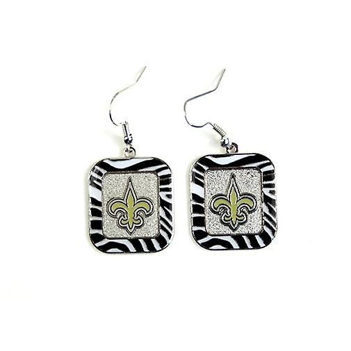 New Orleans Saints NFL Zebra Style Dangle Earrings