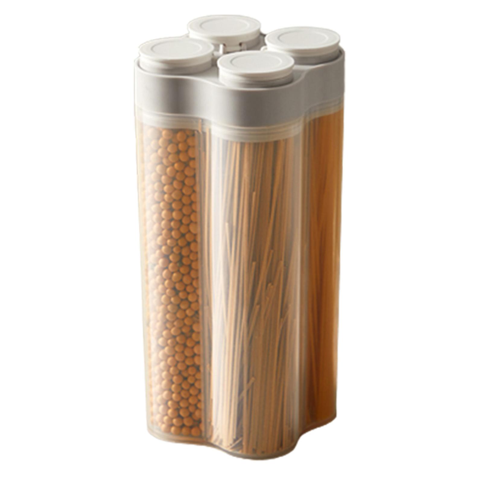 Dry Food Cereal Dispenser With Easy Lock Lids And Compartments For Oatmeal Grain Cereal
