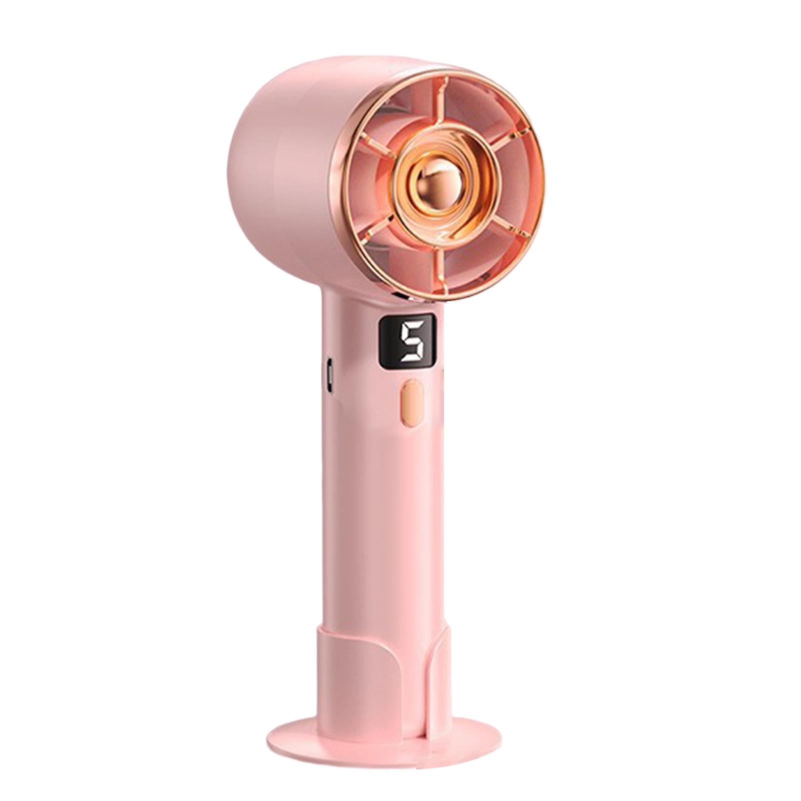 1 Set Handheld Fan Usb Charging 5 Gears Surround Air Outlet Spiral Fan Blade High Rotation Speed Digital Display Silence Pocket Fan Dorm Supply City