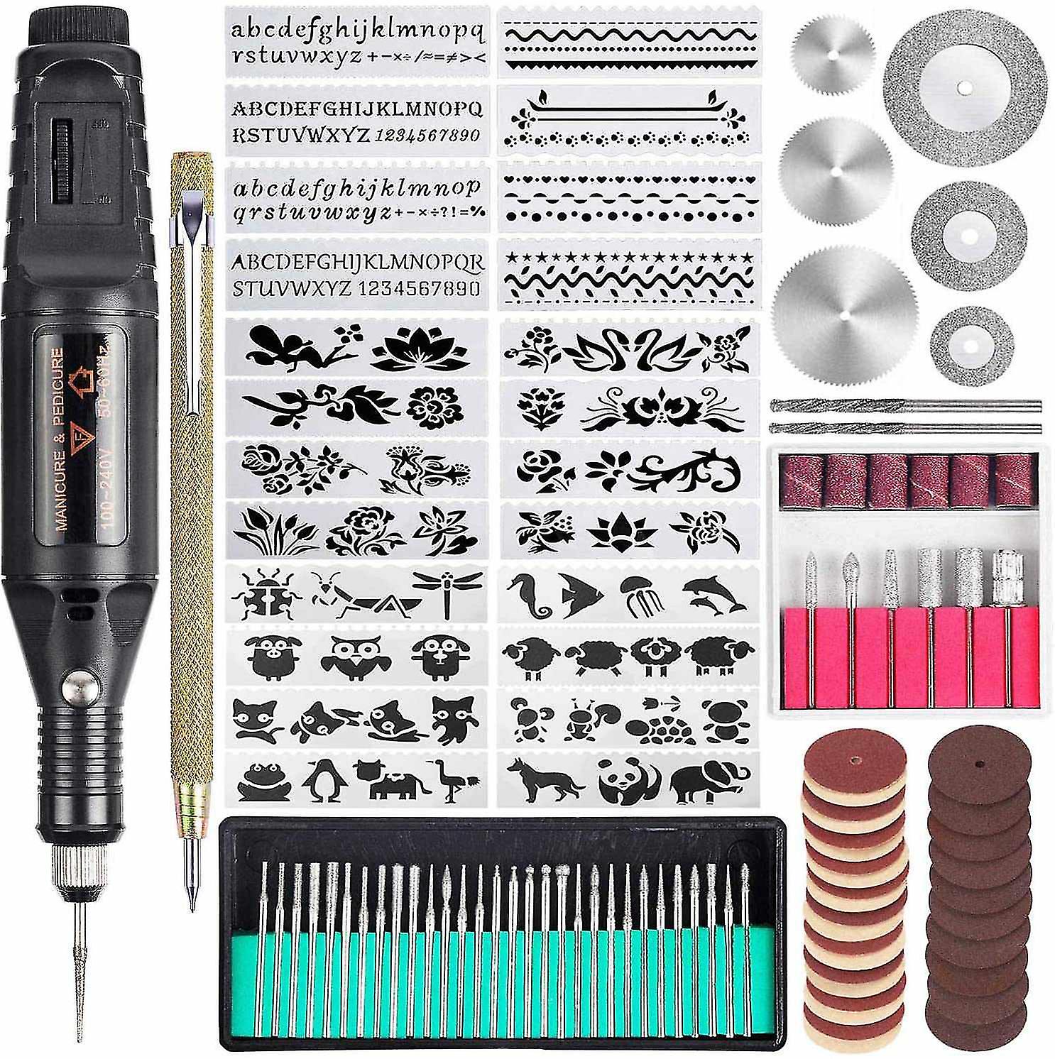 108 Pcs Electric Engraving Tool Kit, Multi-functional Corded Mini Engraver Pen Diy Tool Set(eu Plug