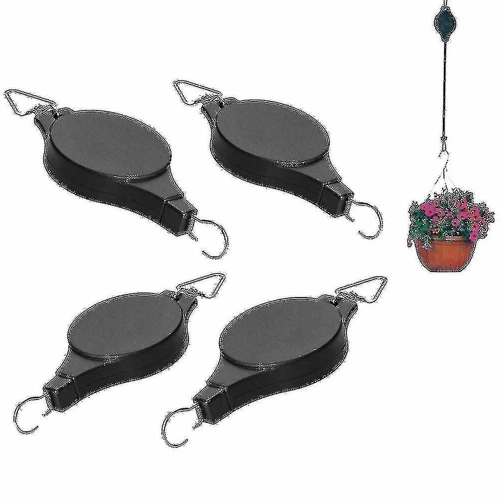 4pcs引き込み式植物プーリー調節可能なハンギングフラワーバスケットフックハンガーガーデンバスケットポットと鳥フィーダーハンギングバスケット屋内屋外デコ