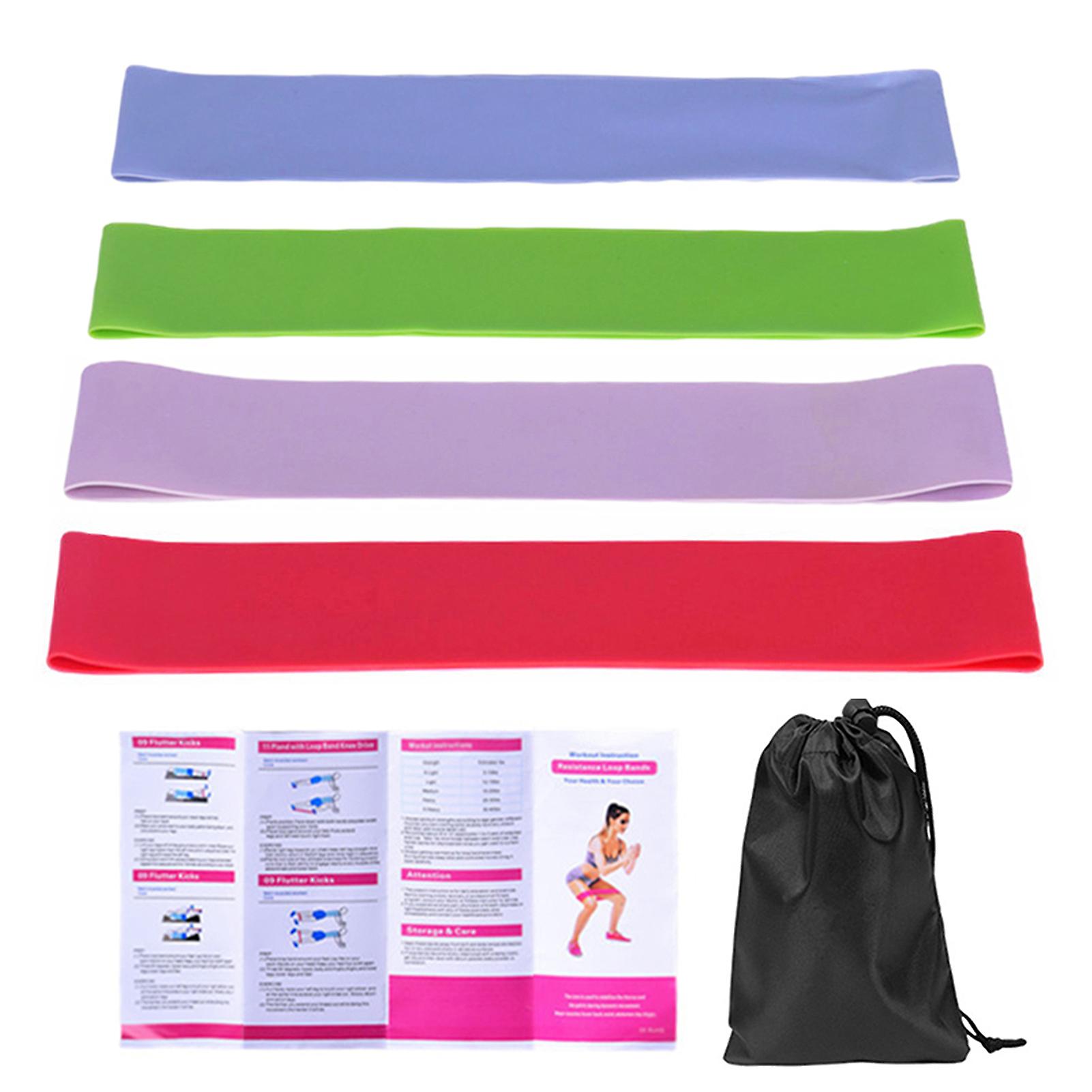 Pakke med 4 Exercise Resistance Loop Bands Latex Gym Training Loops Bands