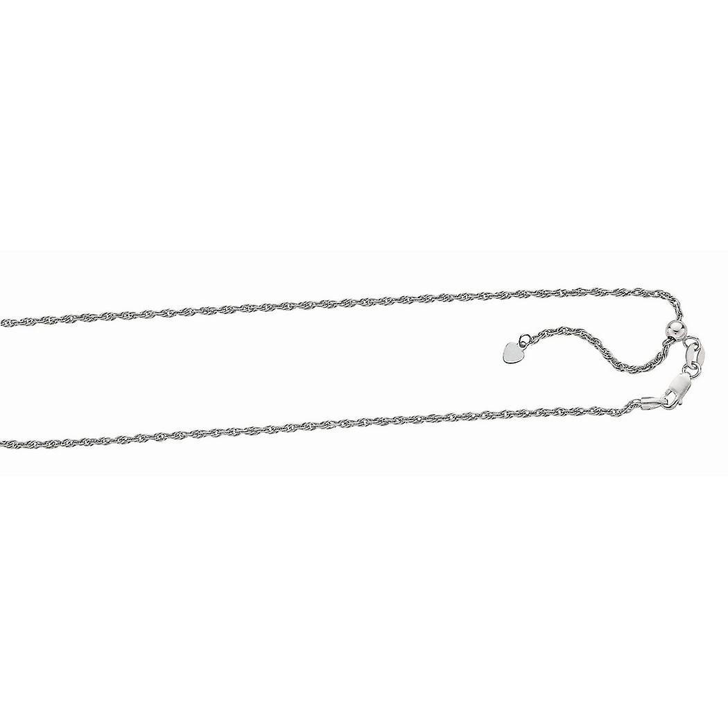 925 Sterling Silver Rhodium Finish 1.5mm Sparkle Cut Adjustable Rope Chain Lobster Clasp Anklet-Anklet for Women and Men