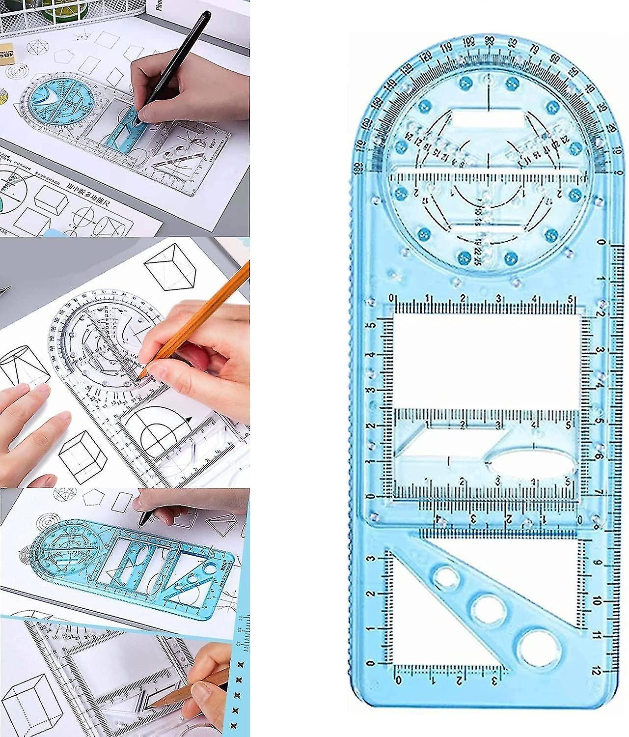 Multifunctional Geometric Ruler, Mathematics Drawing Ruler, Geometric Drawing Template Measuring Dra