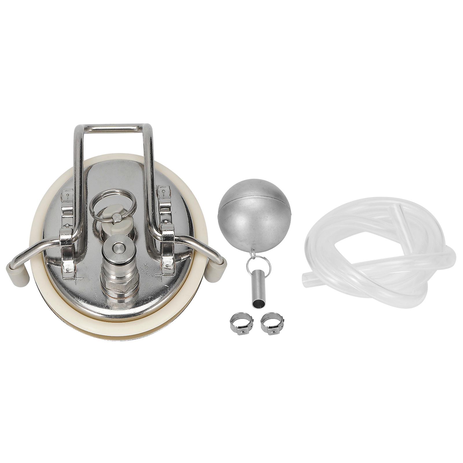 Stainless Steel Homebrew Carbonation Lid Replacement with Beer Tube Floating Ball for Kegland Kegs