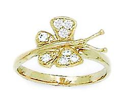 14k Yellow Gold Cubic Zirconia Top Adjustable Butterfly Angel Wings Body Jewelry toe ring-toe ring for Women