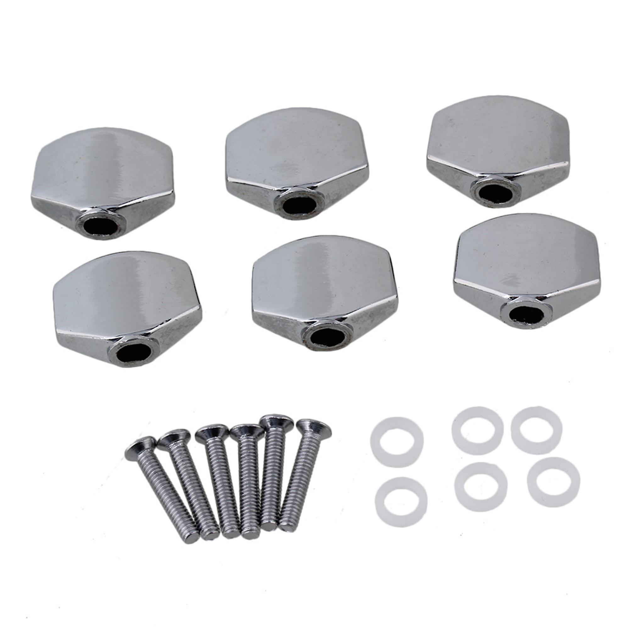 6x Chrome Alloy Square Shape Guitar Machine Head Buttons Knobs