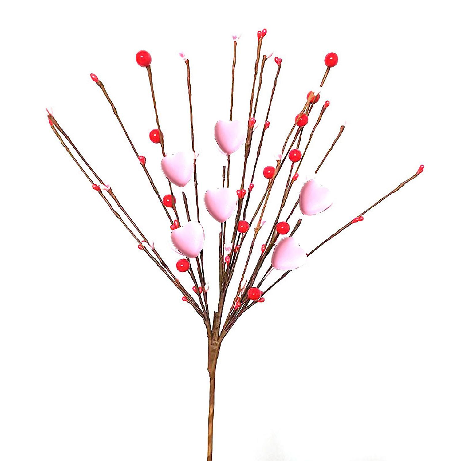 Artificial Red Berry Heart Shape Flower Simulation Bouquet Lifelike Home Decor for Valentine's Day