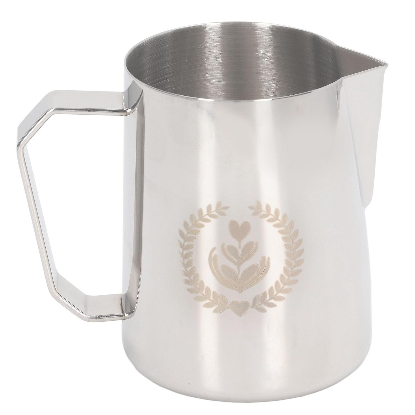 Stainless Steel Milk Frothing Pitcher, Coffee Drink Mixing Jug, 450ml, Silver