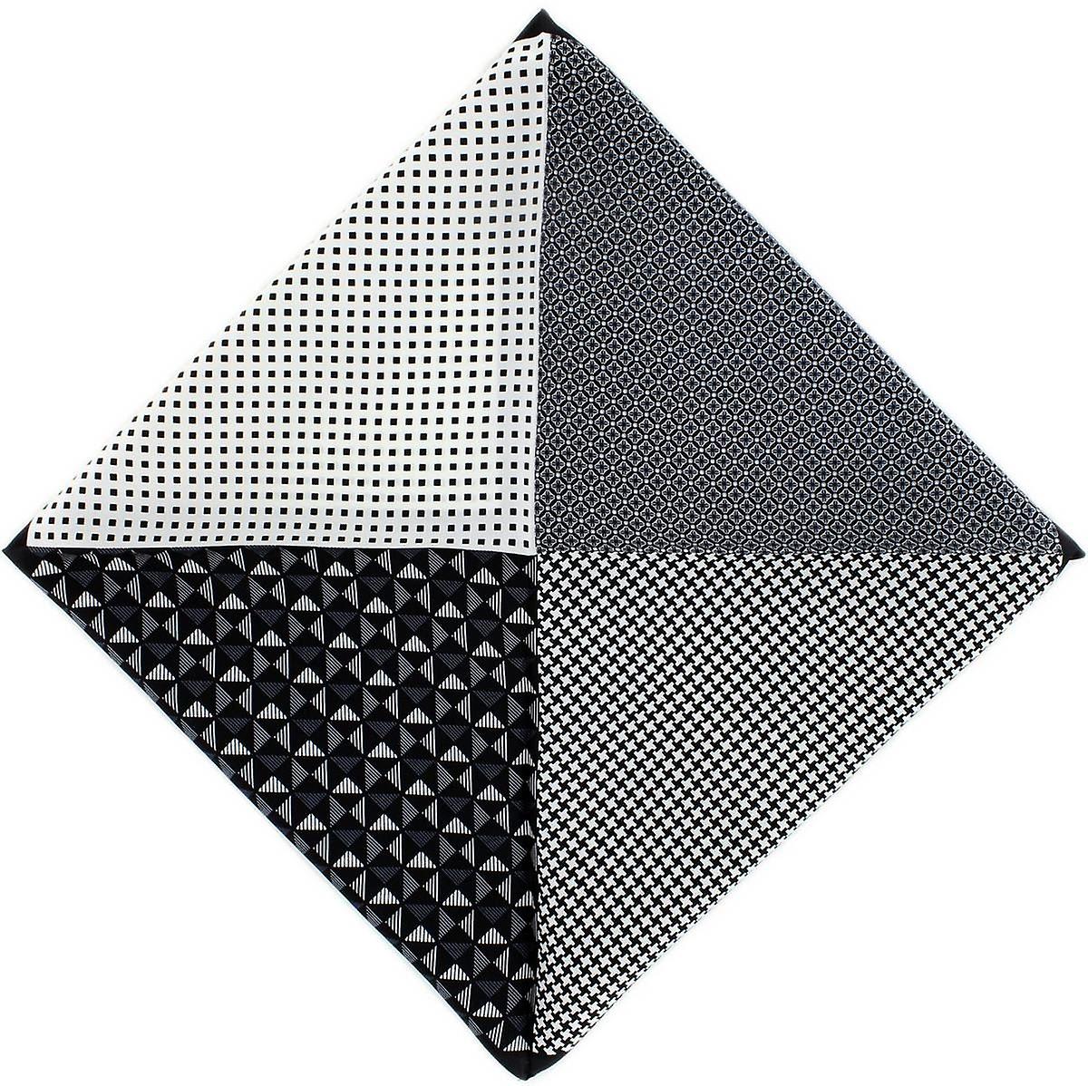 Michelsons of London 4 Pattern Silk Pocket Square - Black