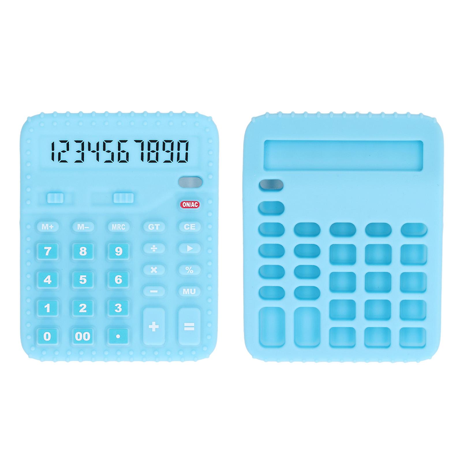 Jouet de dentition pour bébé, jouet à mâcher en forme de calculatrice, en silicone souple, dessin animé, jouet sensoriel pour les dents, bleu ciel