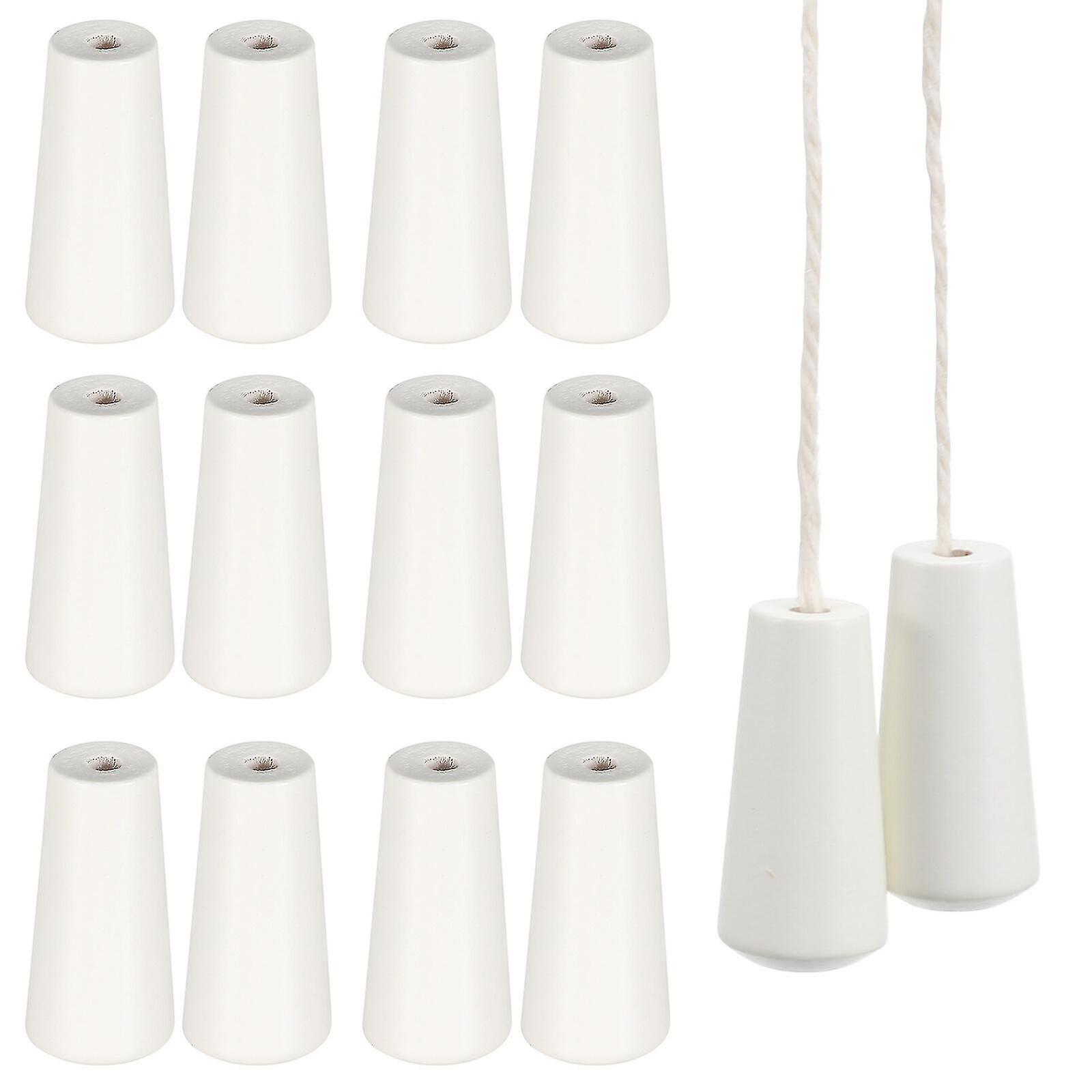 12 Pcs White Blinds Wood Cord Pulls Blind Wood Cord Tassels Window Pulls Ends Wooden Cord Knob