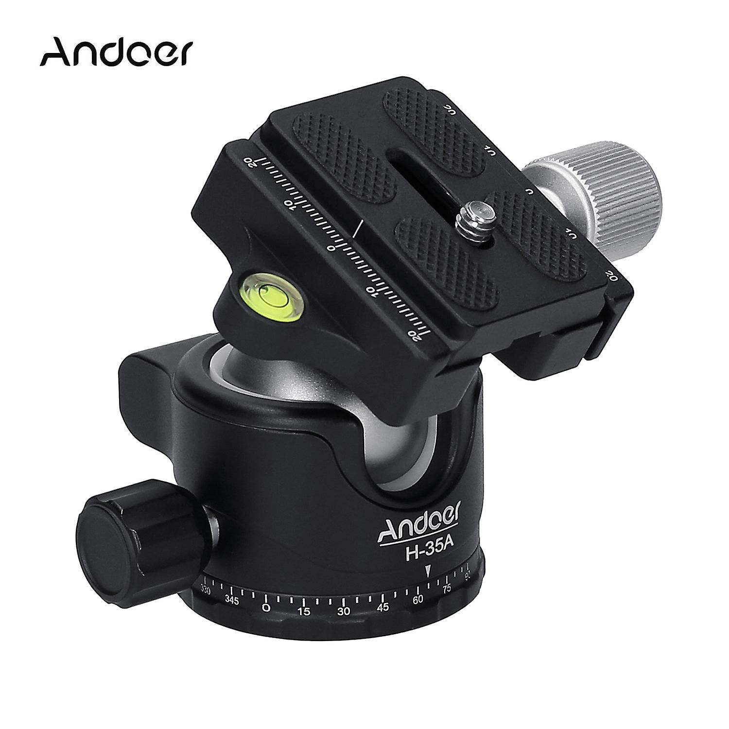 Andoer H-35A Panorama Ballhead Tripod Mount Adapter Ball Head U-Groove Low Gravity Center Aluminium