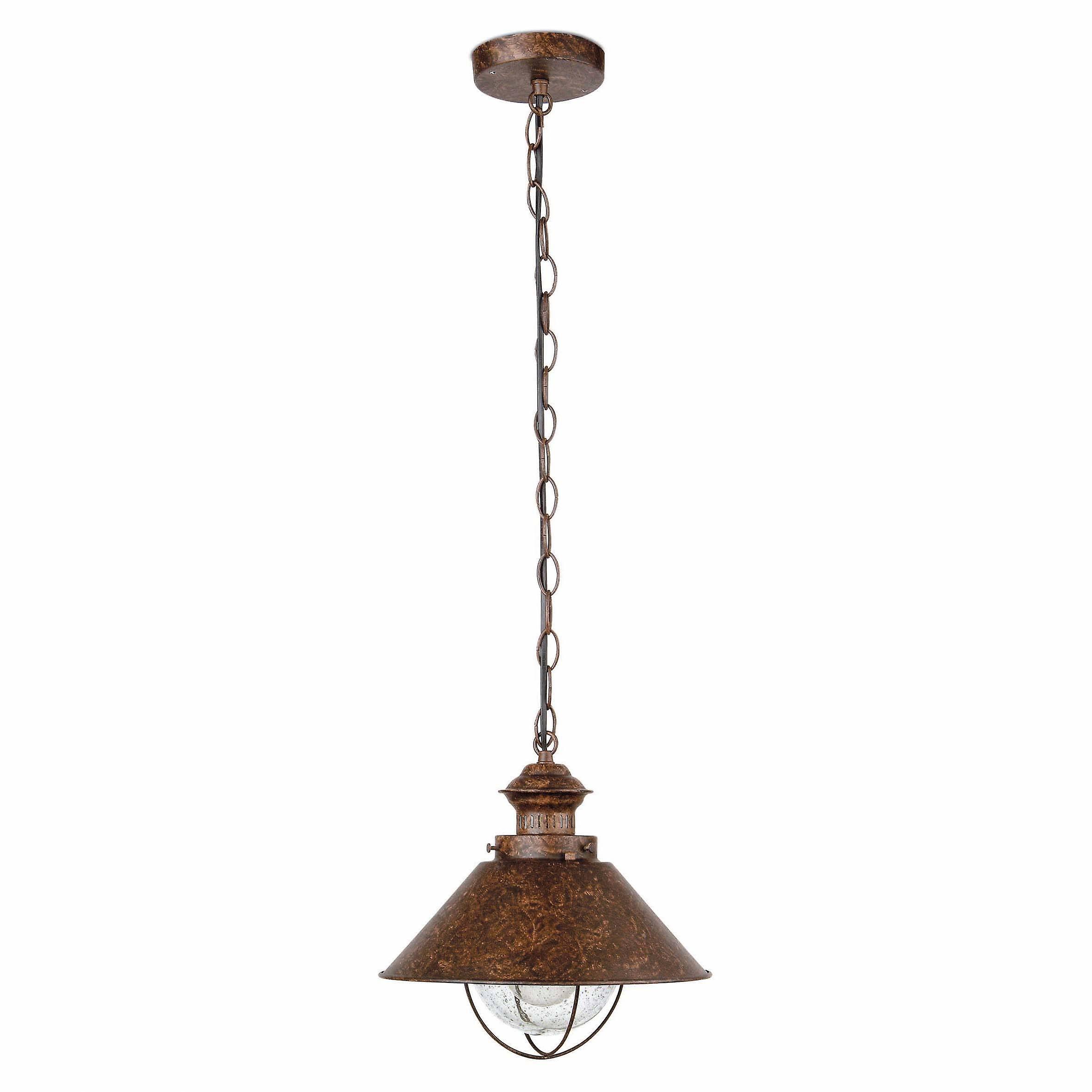 Nautica 1 Light Large Outdoor Ceiling Pendant Light Clear, Rust Brown, E27