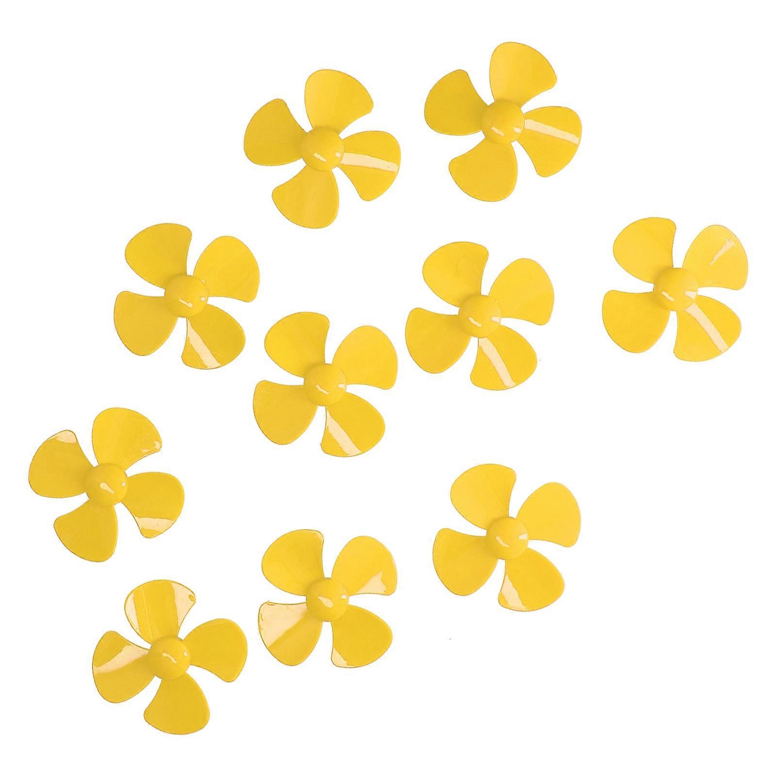 Qukaim 4 Blades Propeller 60mm 4 Blades Plastic Boat Propellers, Pack of 10, Replacement Accessories with 2mm Hole for DIY Toys, Yellow