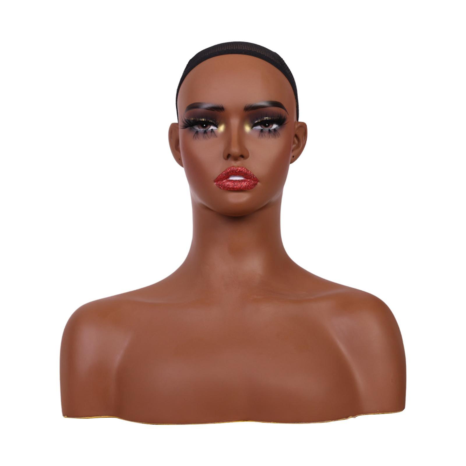 Weibliche Perücke Kopf Schaufensterpuppe Display Puppenkopf Mehrzweck Profi mit Schulterperücke Display Modell für Brille Halskette