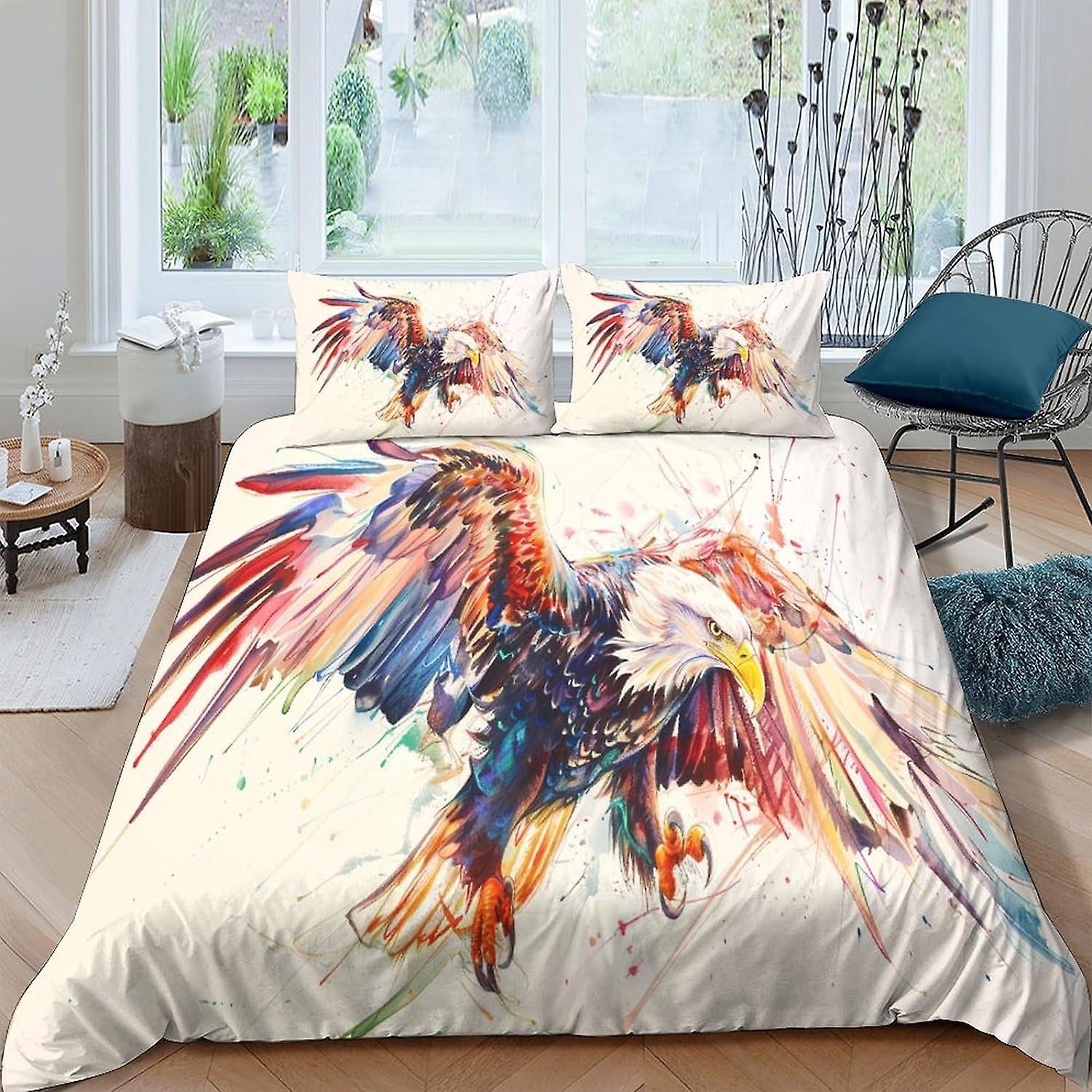 HOUKIG American Eagle Quilt Cover Påslakan för pojkar Flickor 3D-tryck Täcke Överdrag med örngott Sängkläder Set Mjuk mikrofiber med dragkedja Closu