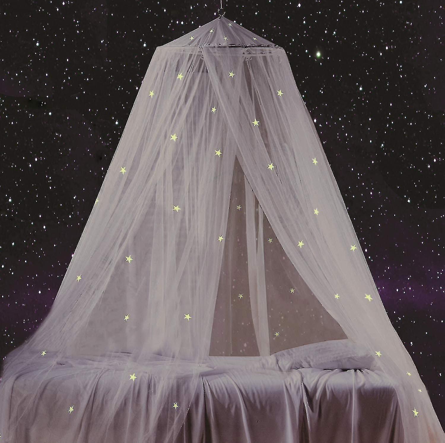 Auvent de lit avec des étoiles fluorescentes brillent dans le noir, présent pour les garçons / filles